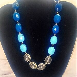 Blue/light blue beaded women's necklace